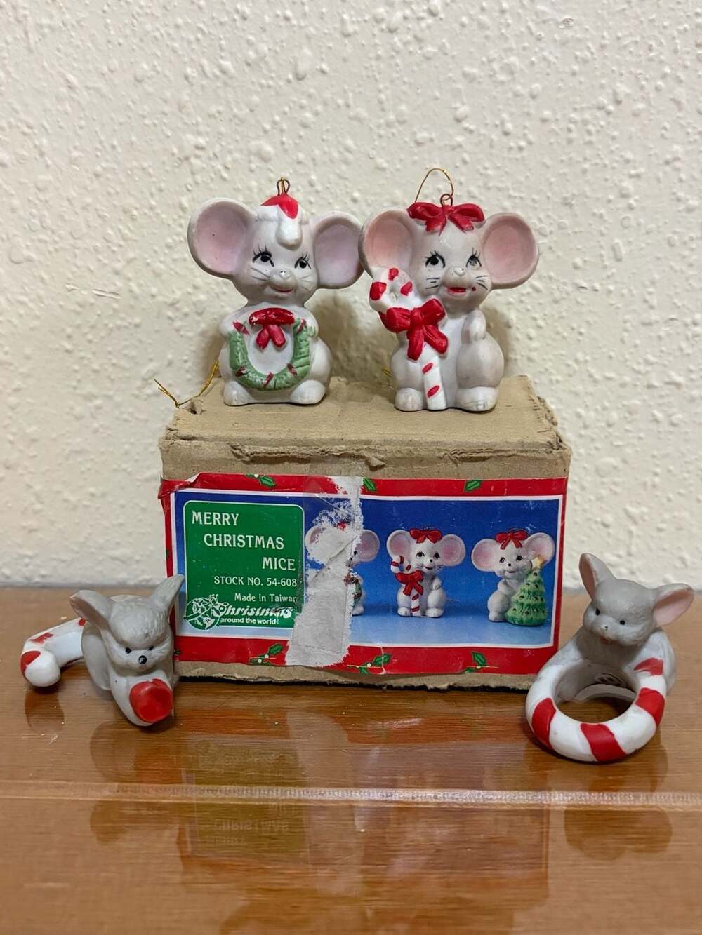 Vintage Merry Christmas Mice Ornaments Set Christmas Around The World